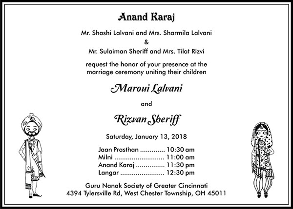 Interfaith wedding invitation wording 3 - Parekh Cards